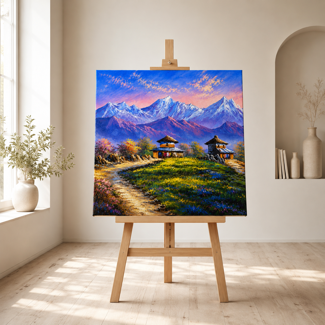 Nepal Himalayan Village Canvas Art | Mountain Landscape Wall Decor