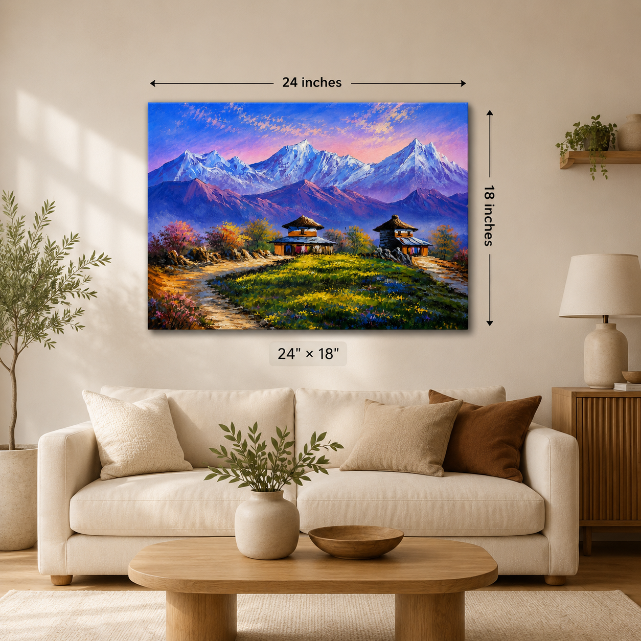 Nepal Himalayan Village Canvas Art in 30 x 20