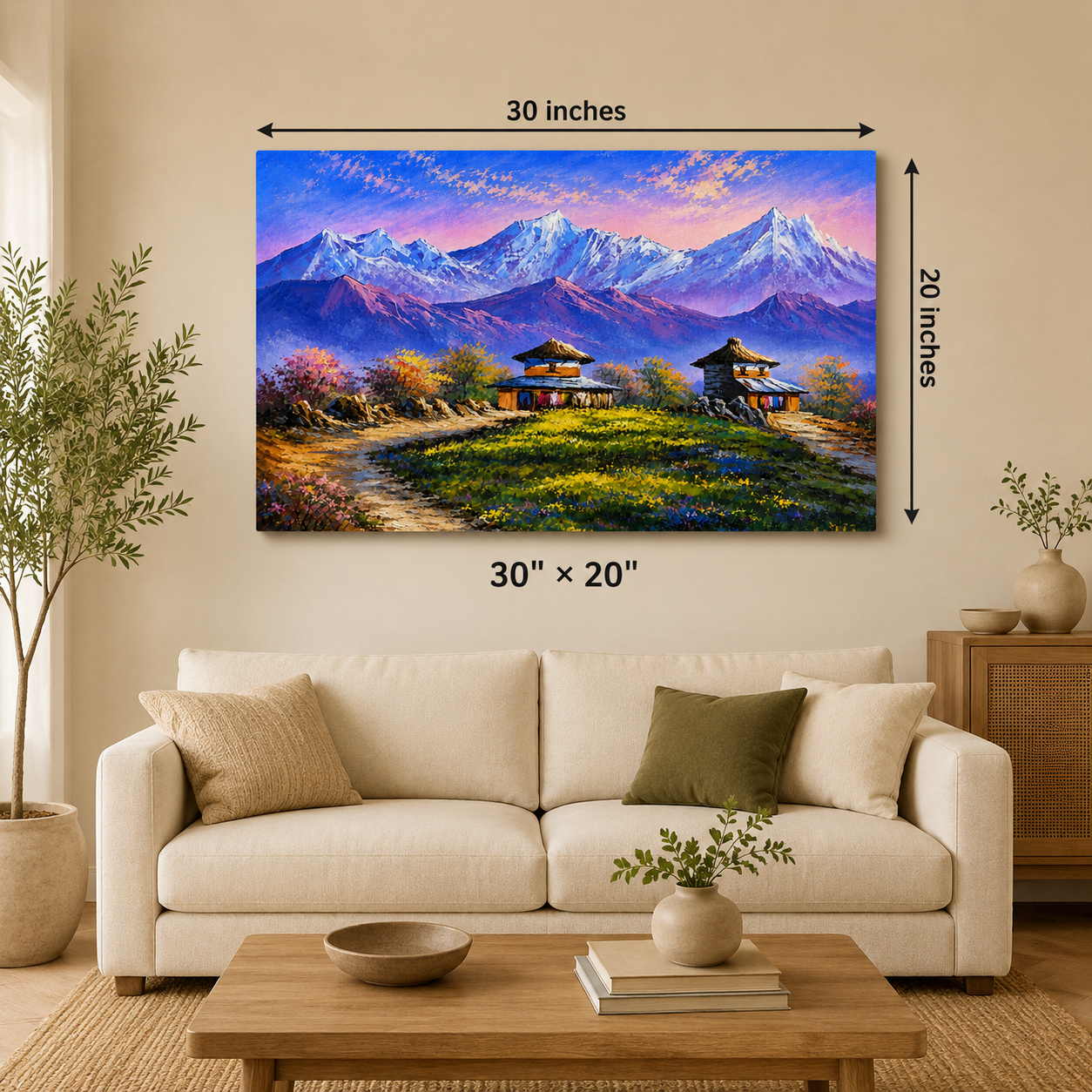 Nepal Himalayan Village Canvas Art – 24″ × 18″