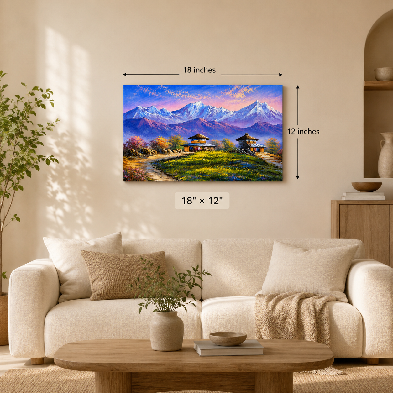 Nepal Himalayan Village Canvas Art in 18 x 12 inch size